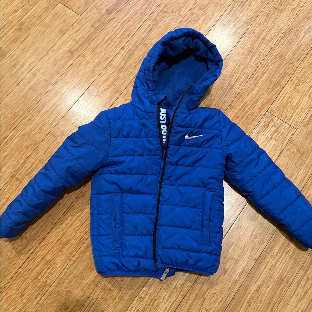Nike Kids Hooded Blue Puffer Coat